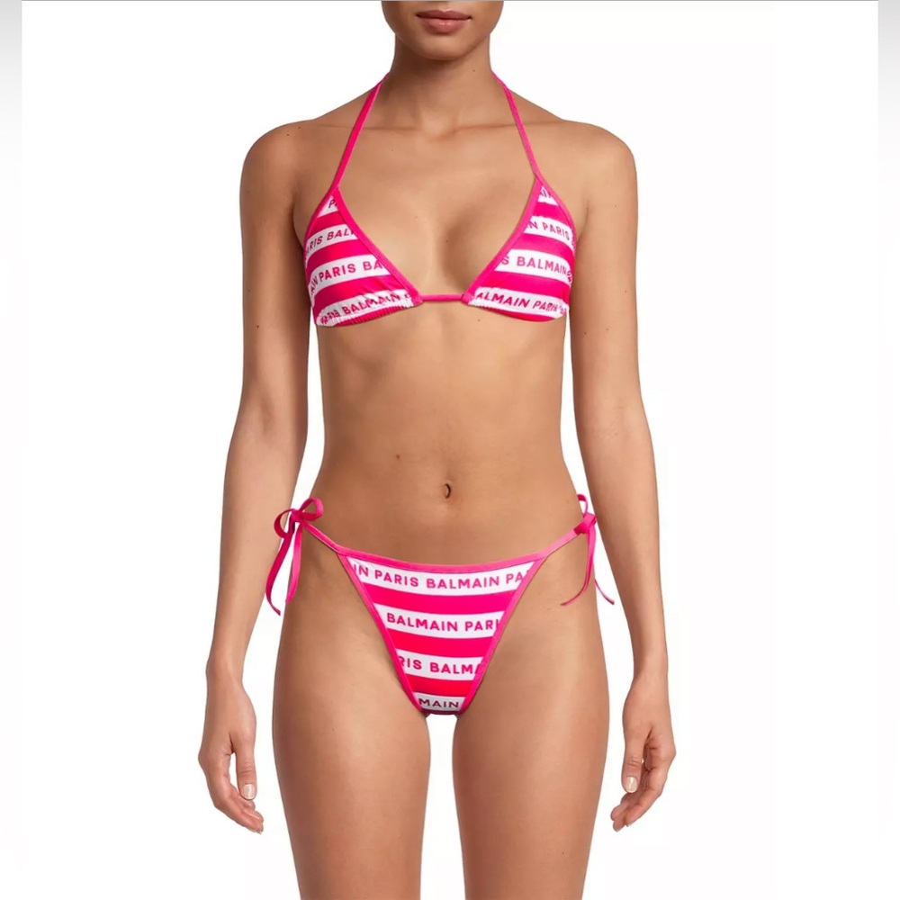 BALMAIN***Pink/White Logo String Bikini Set**US 4 $570